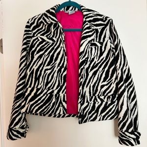 Vintage 90s Fuzzy Zebra button down jacket | ANCHOR BLUE SZ SMALL